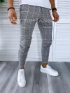 Pantaloni barbati casual regular fit gri in carouri B1703 F3-5.1 E 4-2